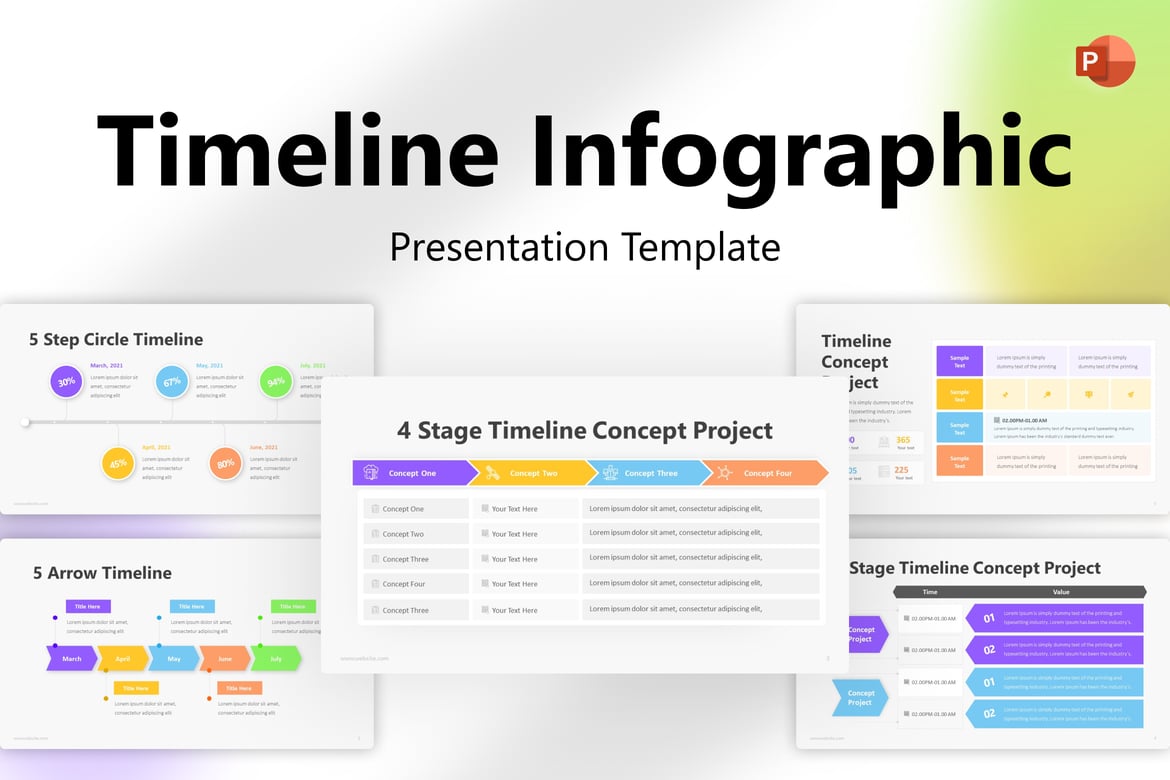 Template Presentasi PowerPoint Infografis Timeline yang Elegan dan Minimalis