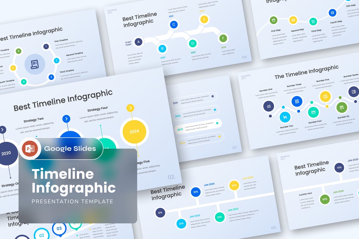 Template Presentasi PowerPoint Infografis Timeline yang Menarik