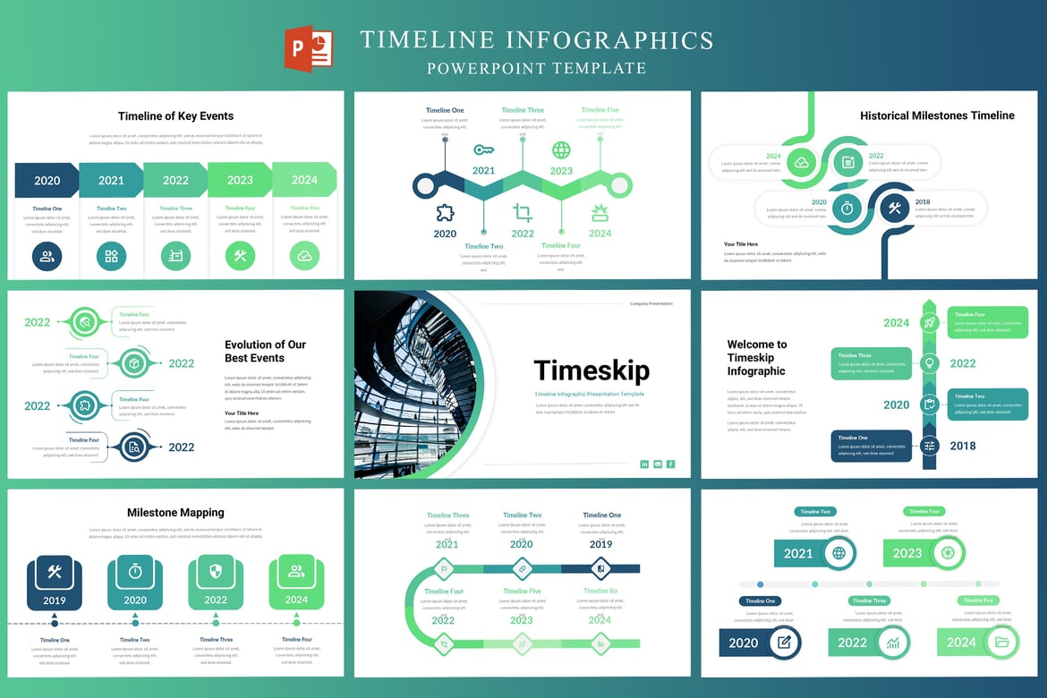 Template Presentasi PowerPoint Infografis Timeline yang Menarik