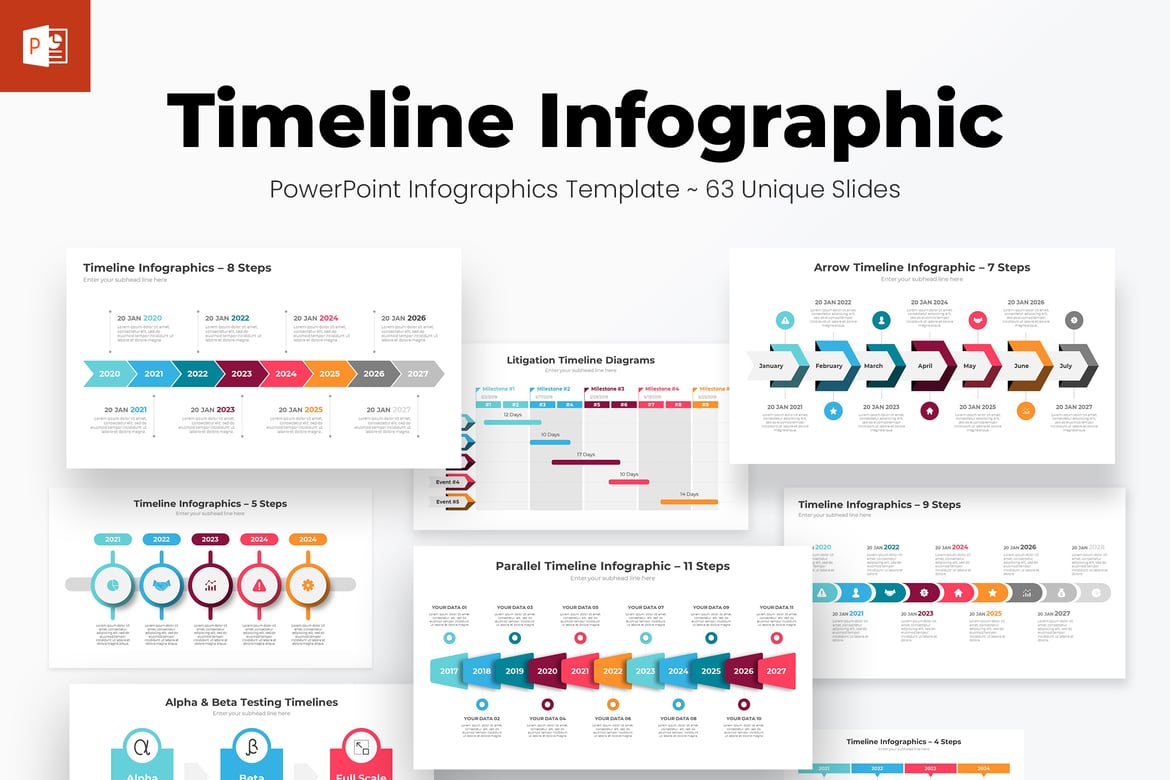 Template PowerPoint Infografis Timeline yang Menarik