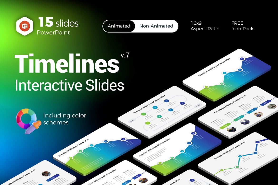 Template PowerPoint Infografis Interaktif Timeline yang Menarik