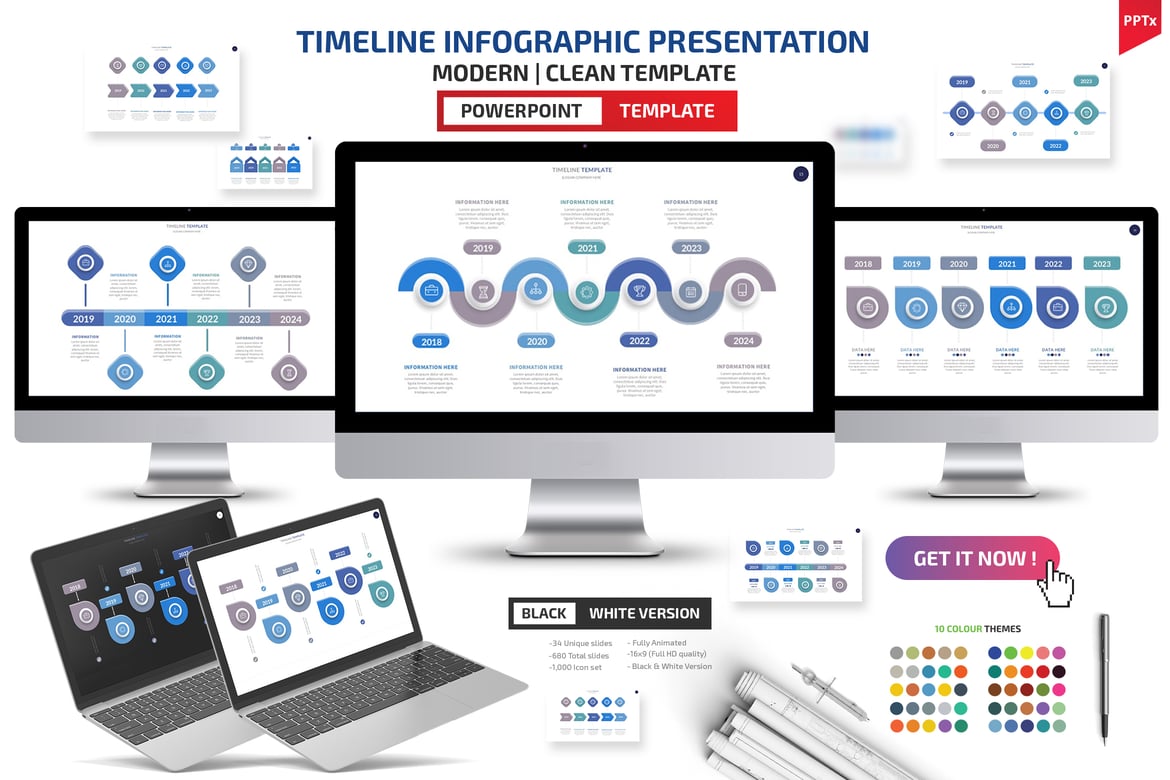 Template Presentasi PowerPoint Timeline yang Menarik dan Profesional