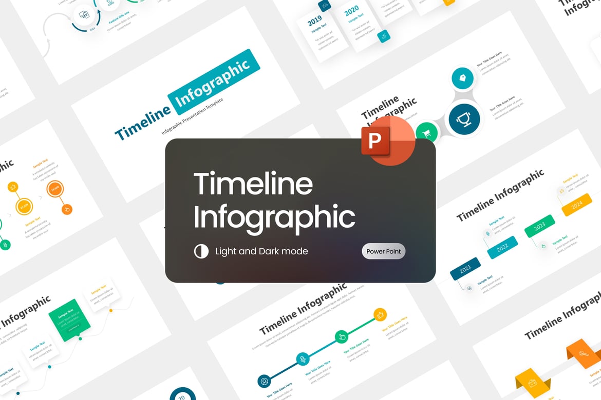 Template Presentasi PowerPoint Infografik Proses Timeline yang Menarik