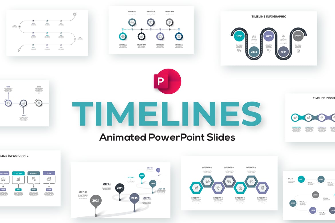 Template Presentasi PowerPoint Animasi Timeline - Set 01