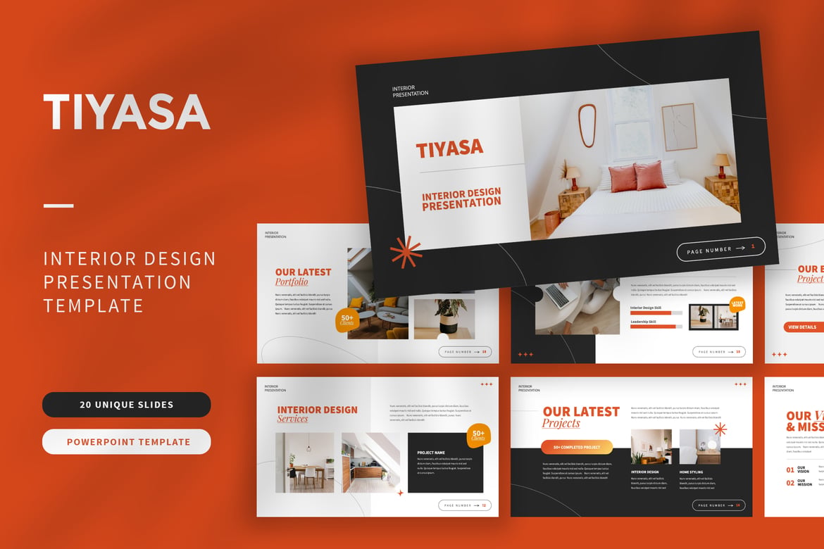 Template Powerpoint Desain Interior Tiyasa yang Elegan dan Modern