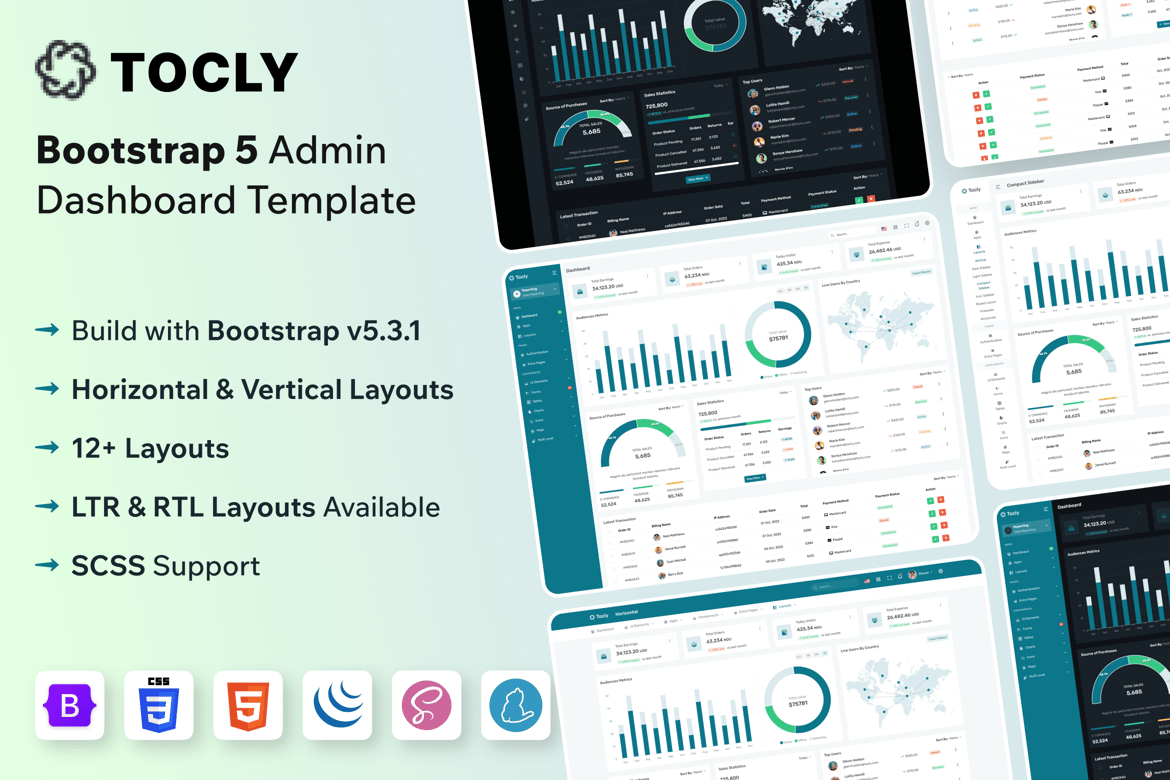 Tocly - Template Website Admin & Dashboard Modern