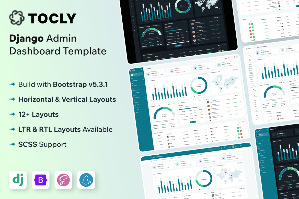 Tocly - Template Website Admin & Dashboard Django Premium