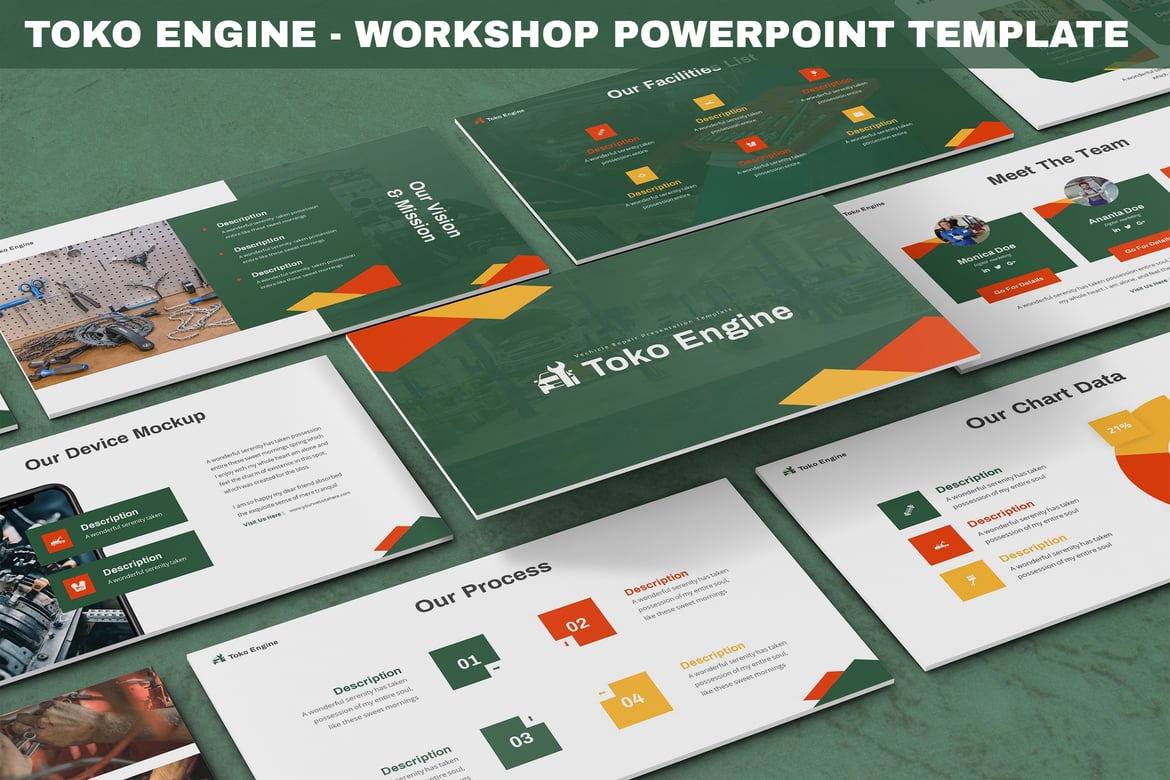 Template Powerpoint Toko Engine - Solusi Presentasi untuk Bisnis Otomotif Anda