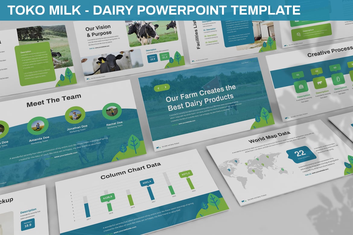 Template Presentasi Toko Milk - Kekuatan Dairy dalam PowerPoint