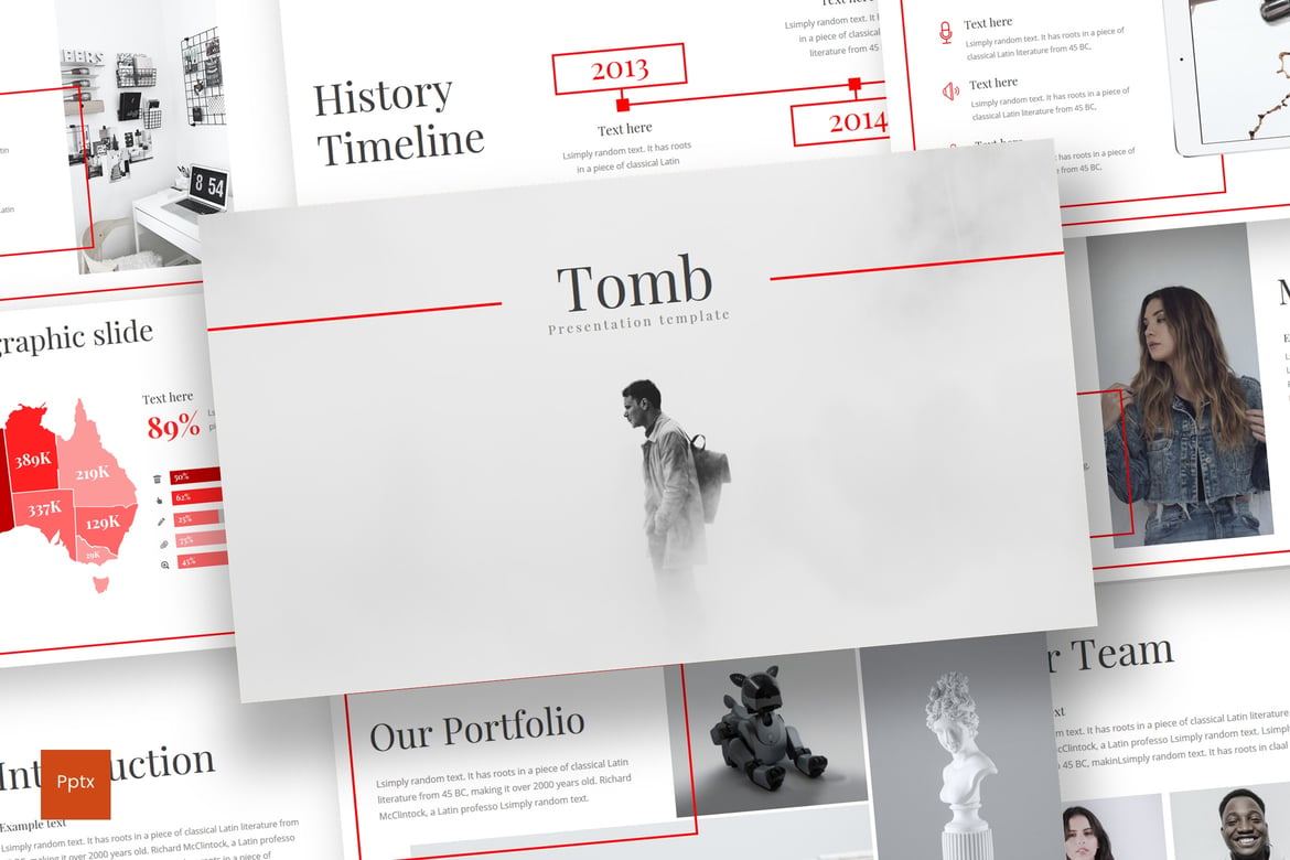 Template Presentasi PowerPoint Tomb yang Minimalis dan Kreatif