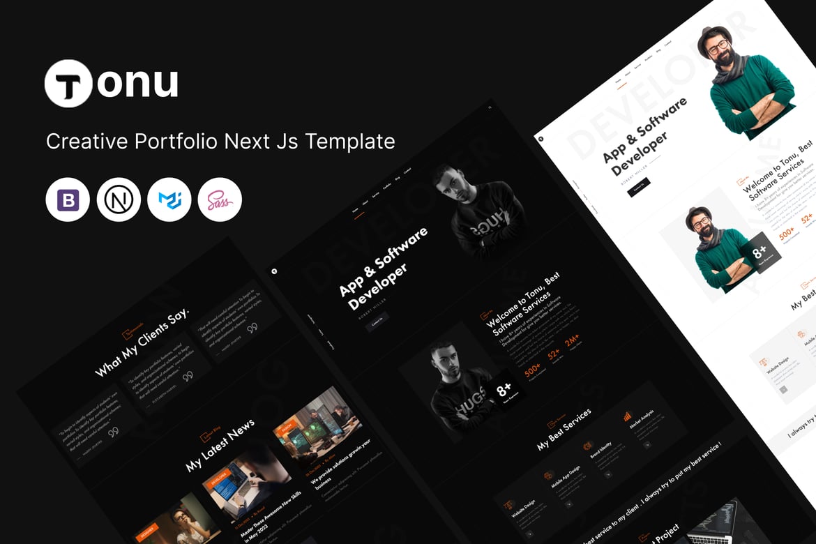 Tonu - Template Website Portofolio Kreatif Next.js yang Menarik