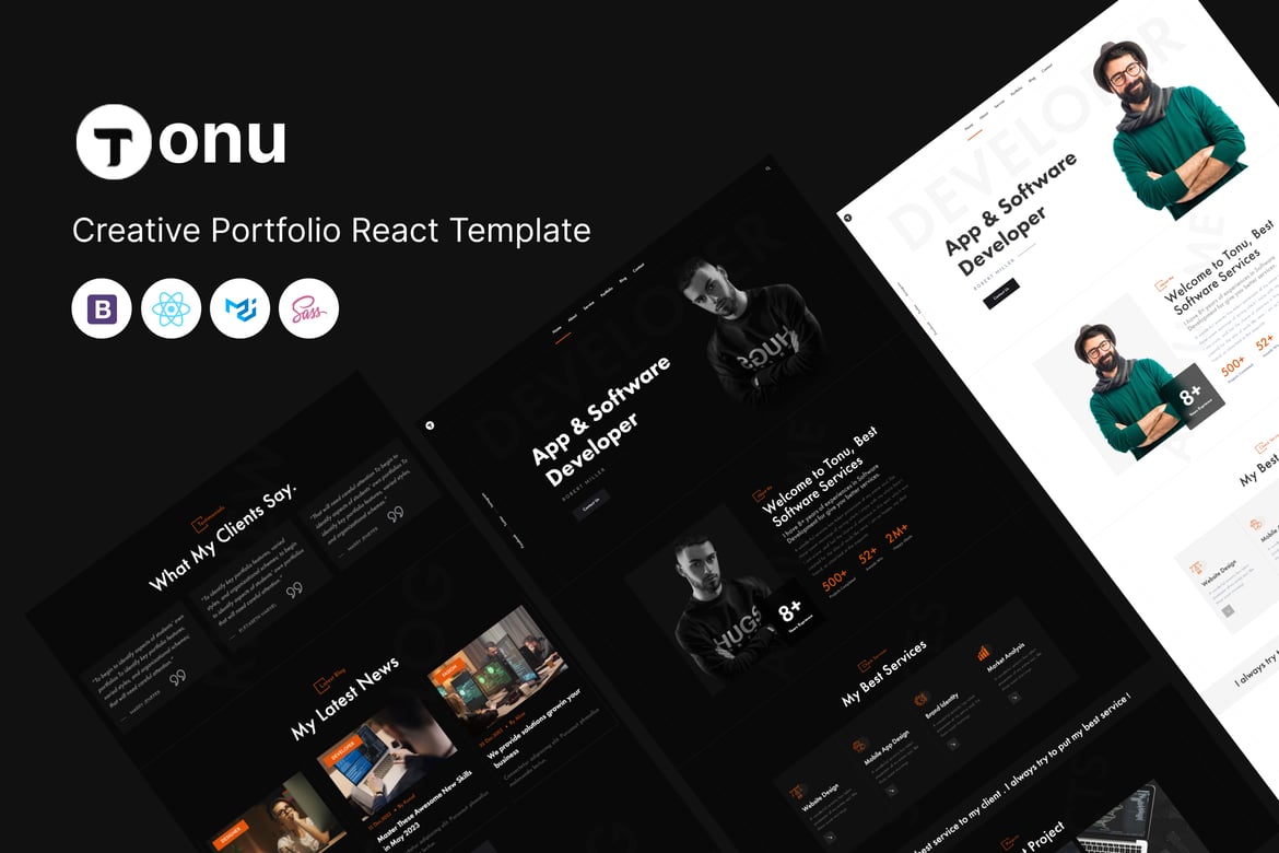 Tonu - Template Web Portofolio Kreatif untuk React yang Menakjubkan