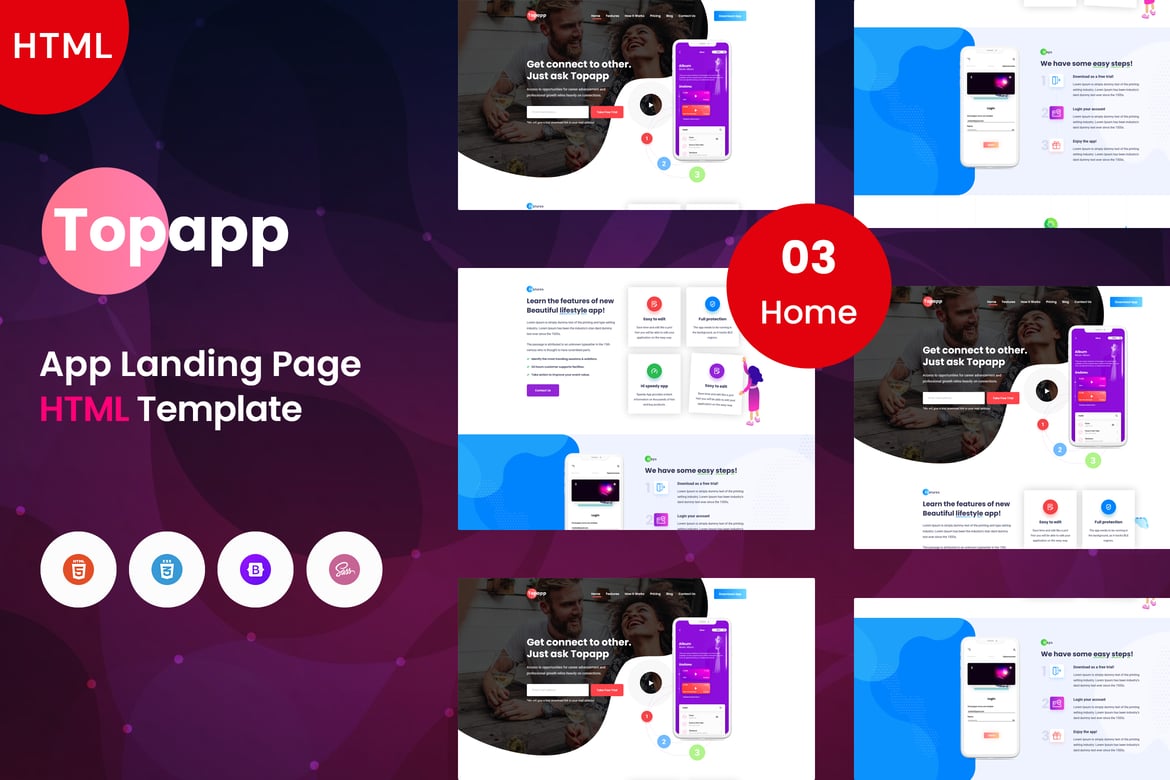 Topapp - Template Website Halaman Landing yang Menarik