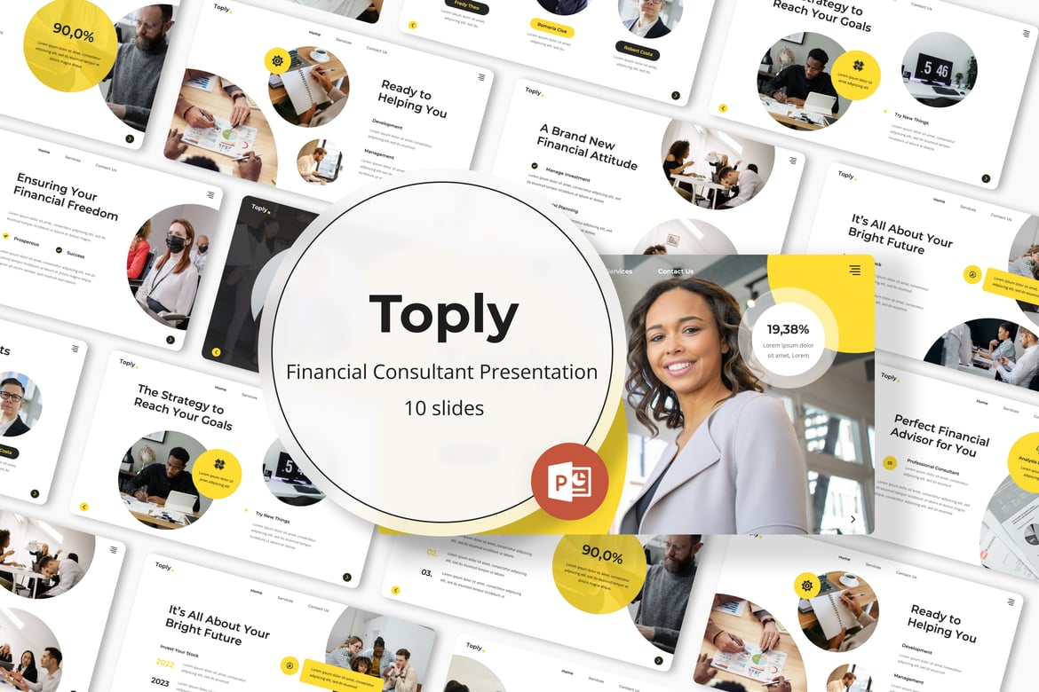 Toply - Template PowerPoint Konsultan Keuangan yang Memukau
