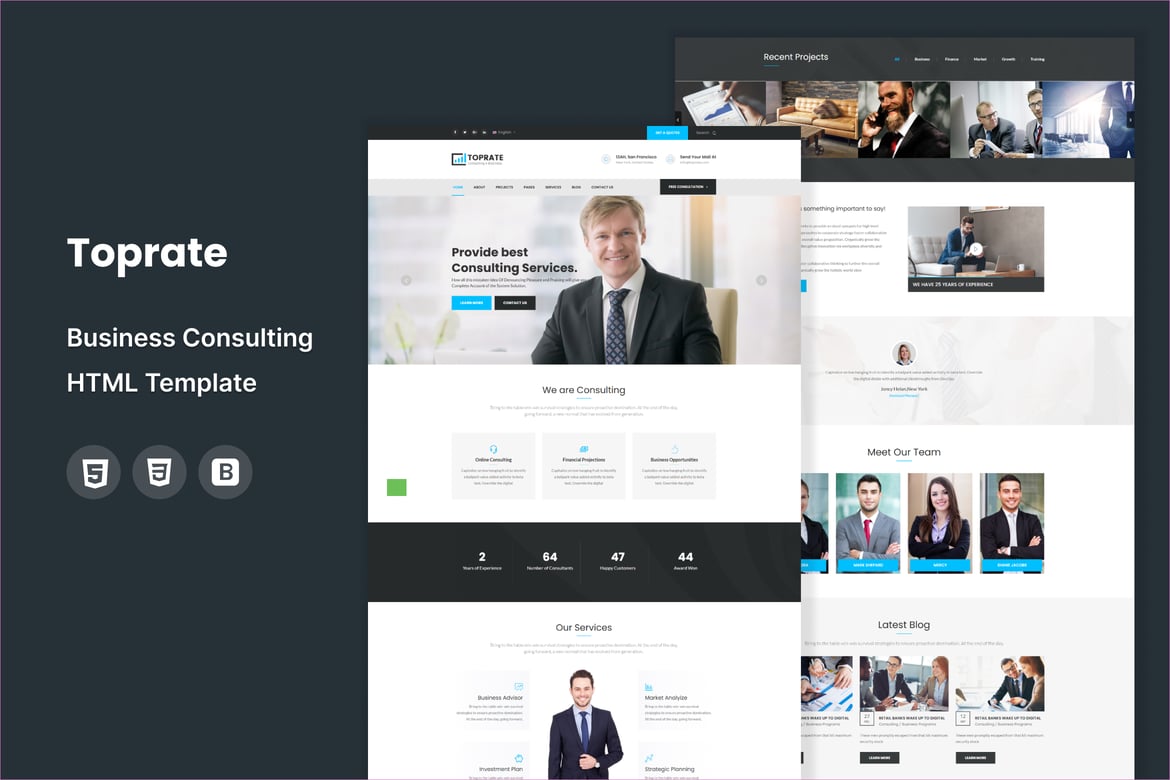 Toprate - Template Website Konsultasi Bisnis yang Profesional