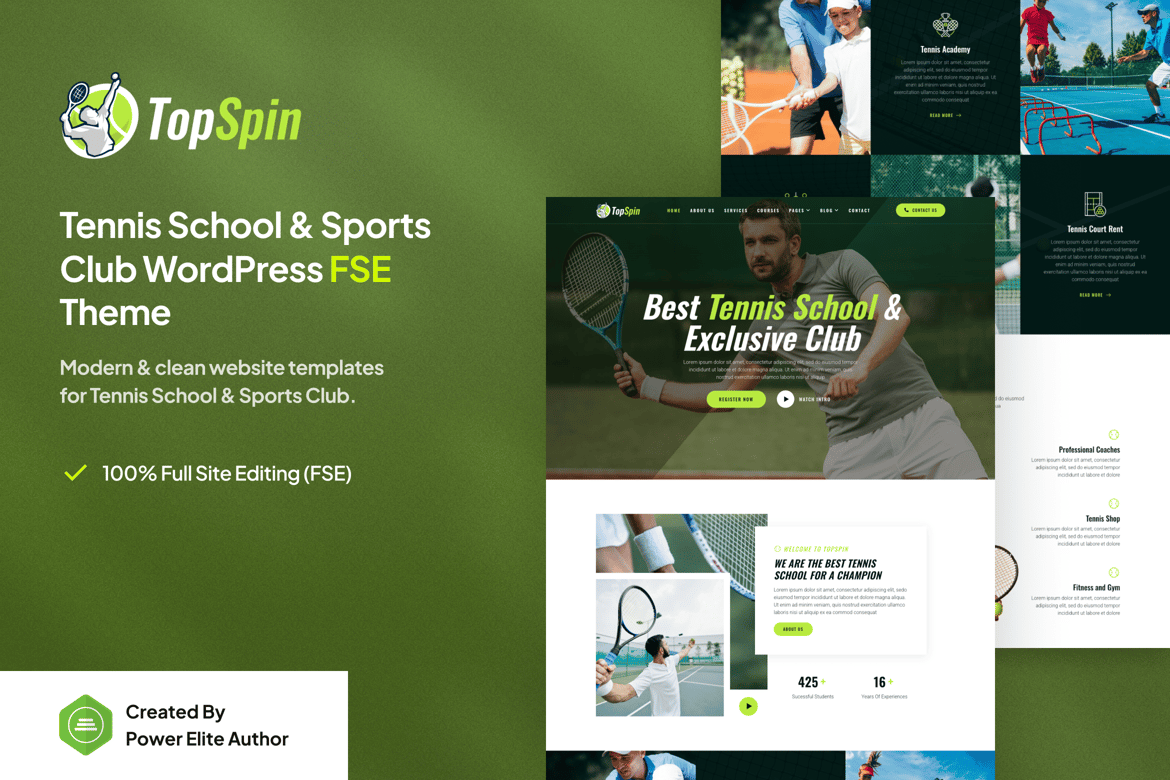 TopSpin – Tema WordPress Terbaik untuk Sekolah Tenis & Klub Olahraga