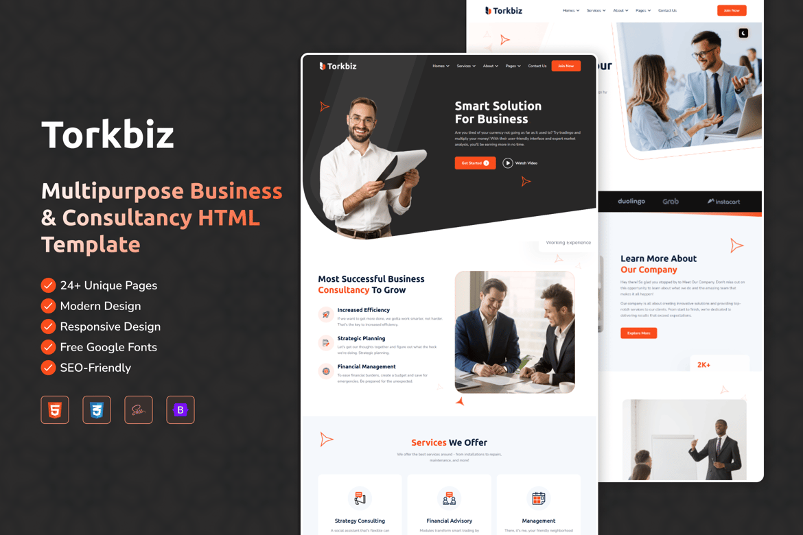 Torkbiz - Template Website HTML Serbaguna untuk Konsultan Bisnis Profesional