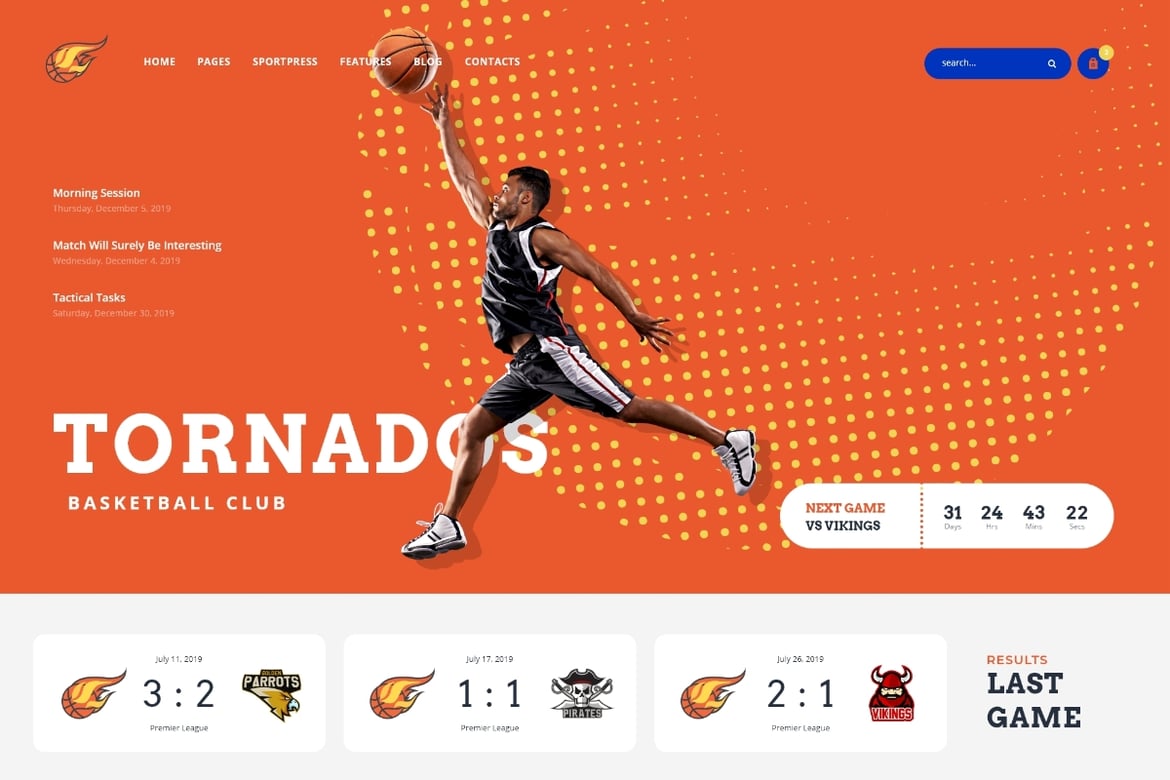 Tema WordPress Olahraga Tornados: Modern dan Responsif untuk Tim Olahraga Anda