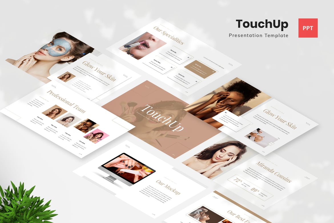 Template Presentasi PowerPoint TouchUp - Solusi Kecantikan yang Elegan