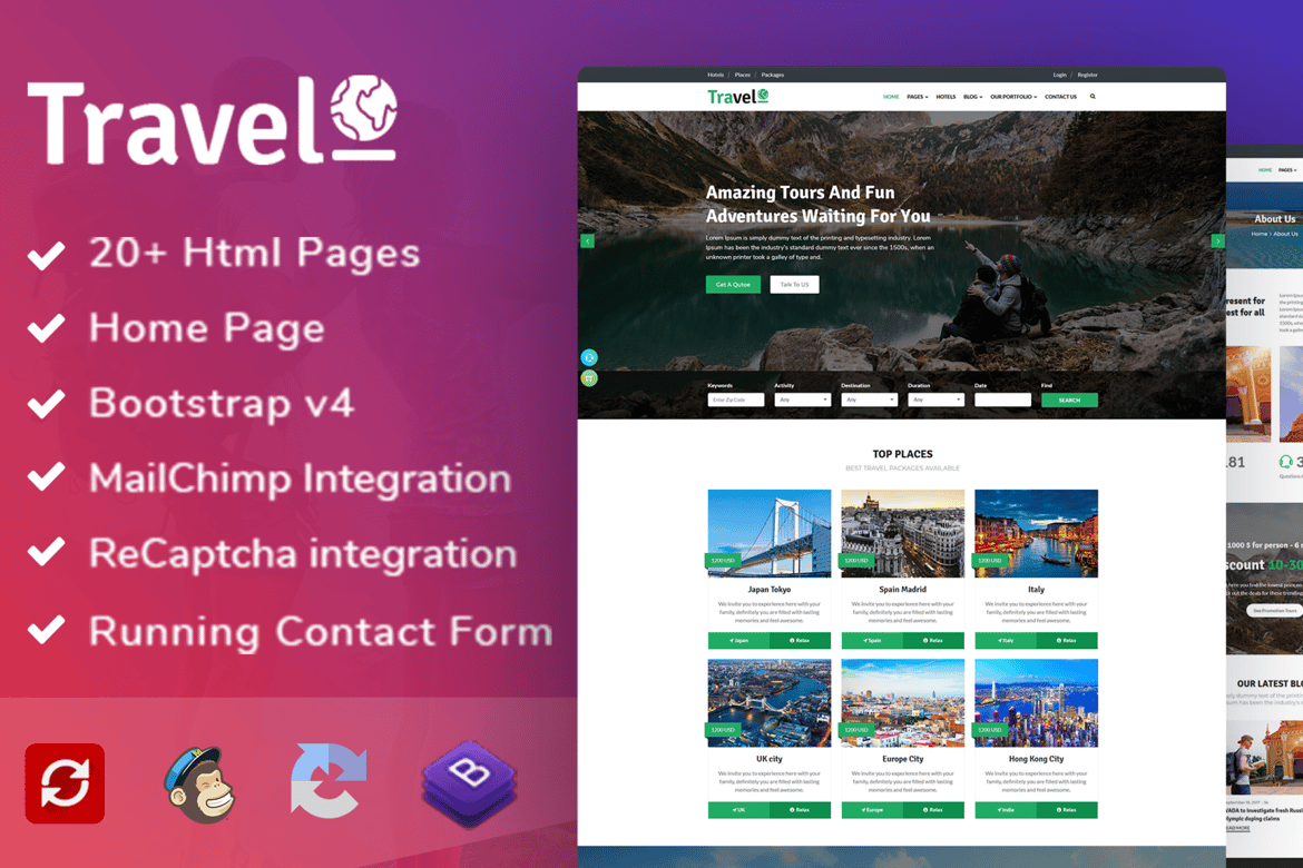 Template Website Kreatif untuk Agensi Tur & Booking Hotel