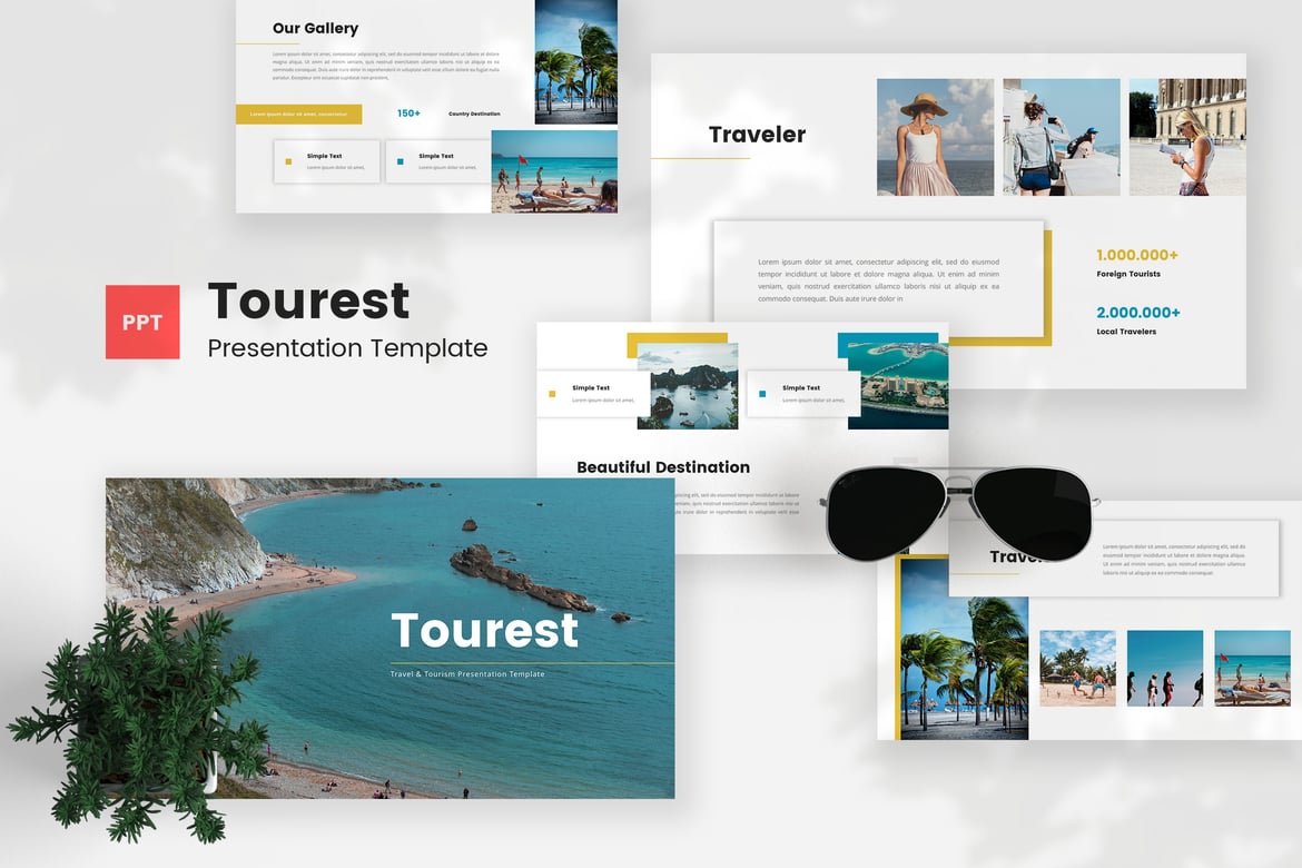 Tourest - Template PowerPoint Perjalanan dan Pariwisata yang Menarik