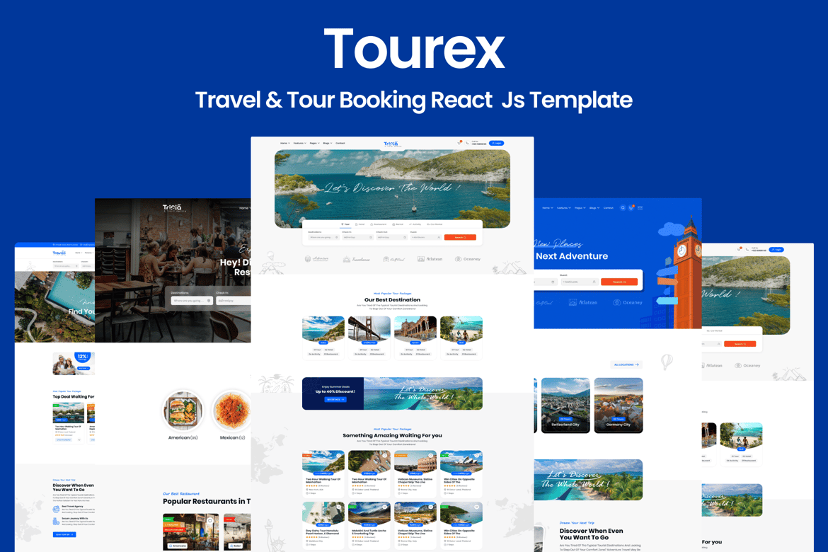 Tourex - Template Website Pemesanan Perjalanan & Tur Berbasis React.js yang Modern