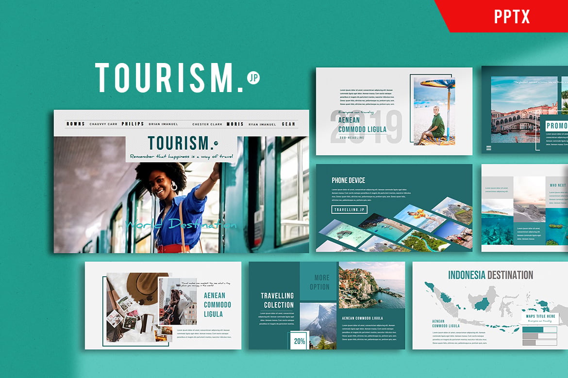Template Presentasi Powerpoint untuk Pariwisata yang Menarik