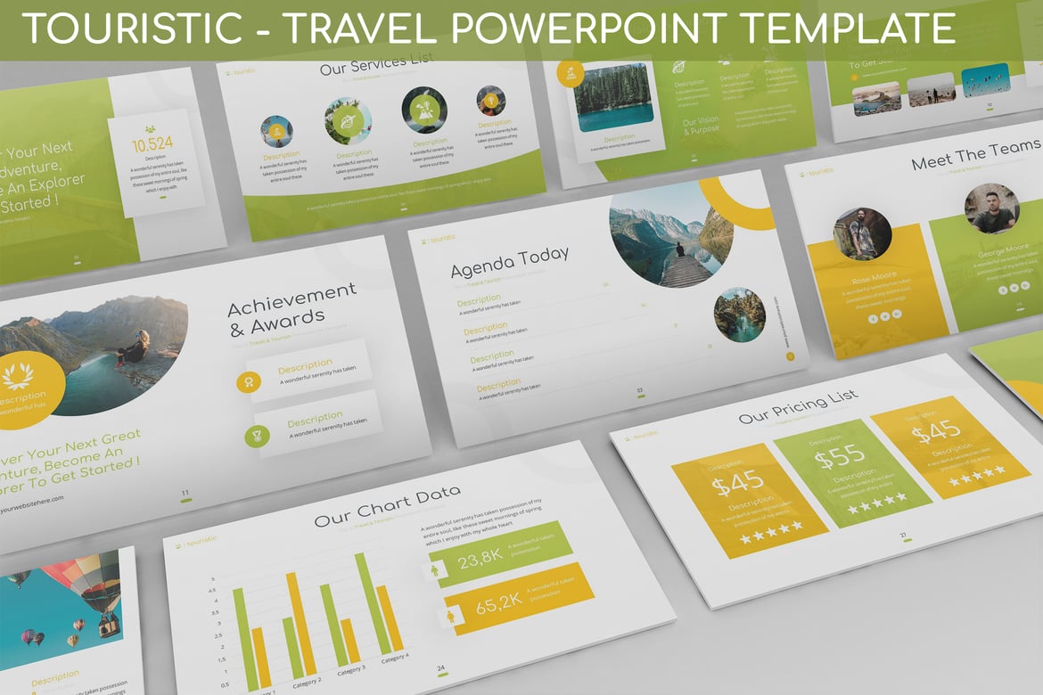 Template PowerPoint Perjalanan yang Kreatif dan Menarik