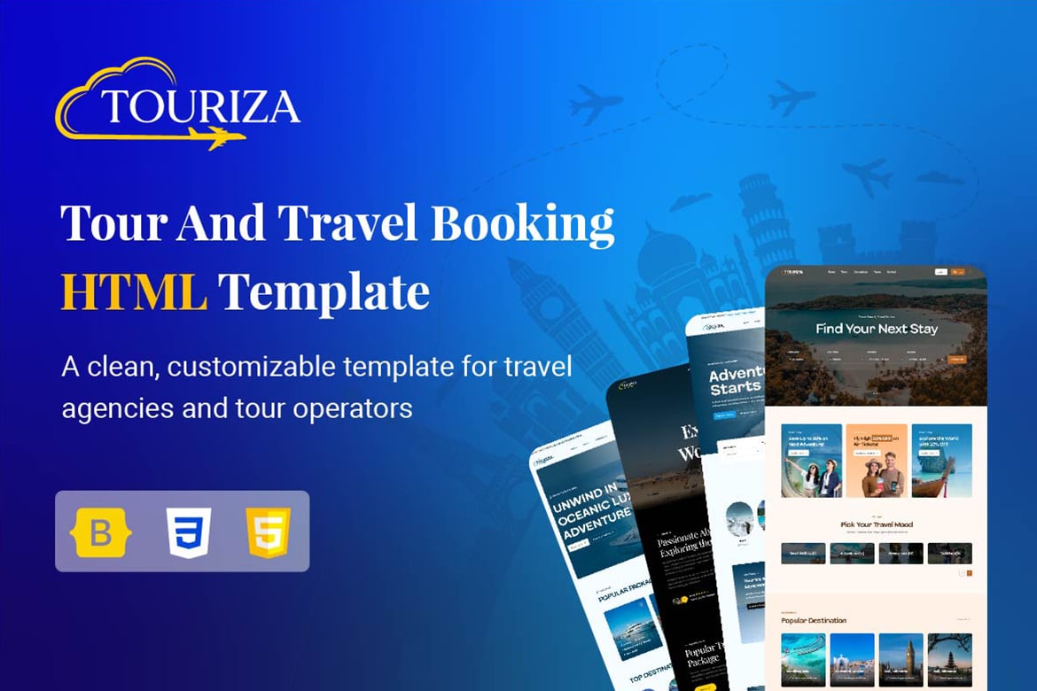 Touriza – Template Website Pemesanan Tur dan Perjalanan Modern