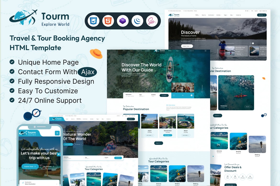 Tourm - Template HTML untuk Agensi Perjalanan dan Tour Booking yang Modern