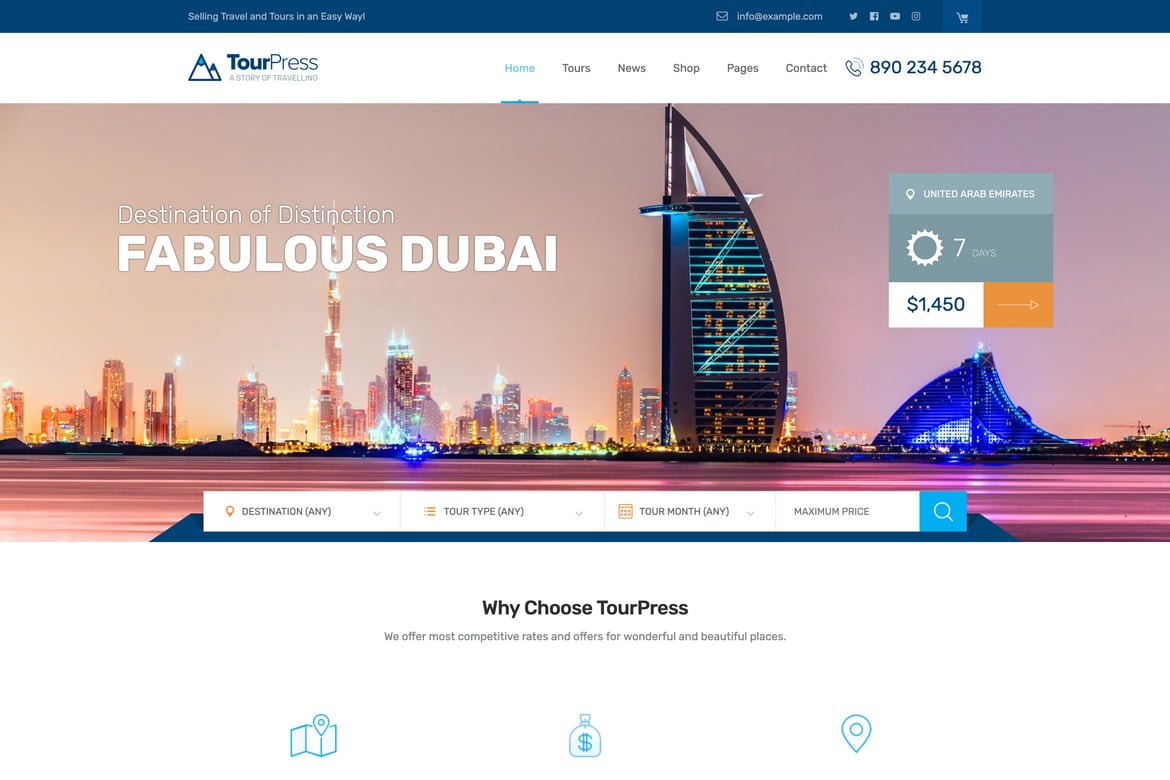 TourPress - Tema WordPress Ideal untuk Pemesanan Perjalanan