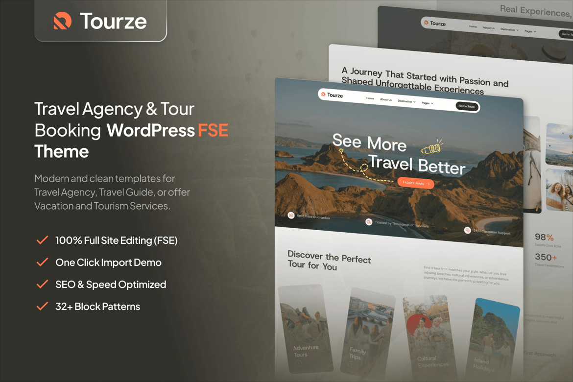 Tourze – Tema WordPress Blok untuk Agensi Perjalanan dan Wisata