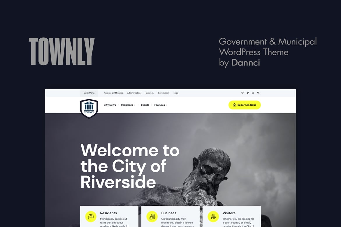 Townly - Tema WordPress untuk Pemerintahan dan Pemerintahan Lokal yang Modern