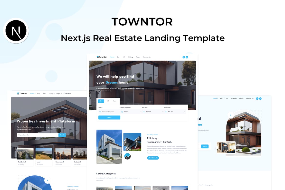 Towntor - Template Website Real Estate Berbasis Next.js Terbaik