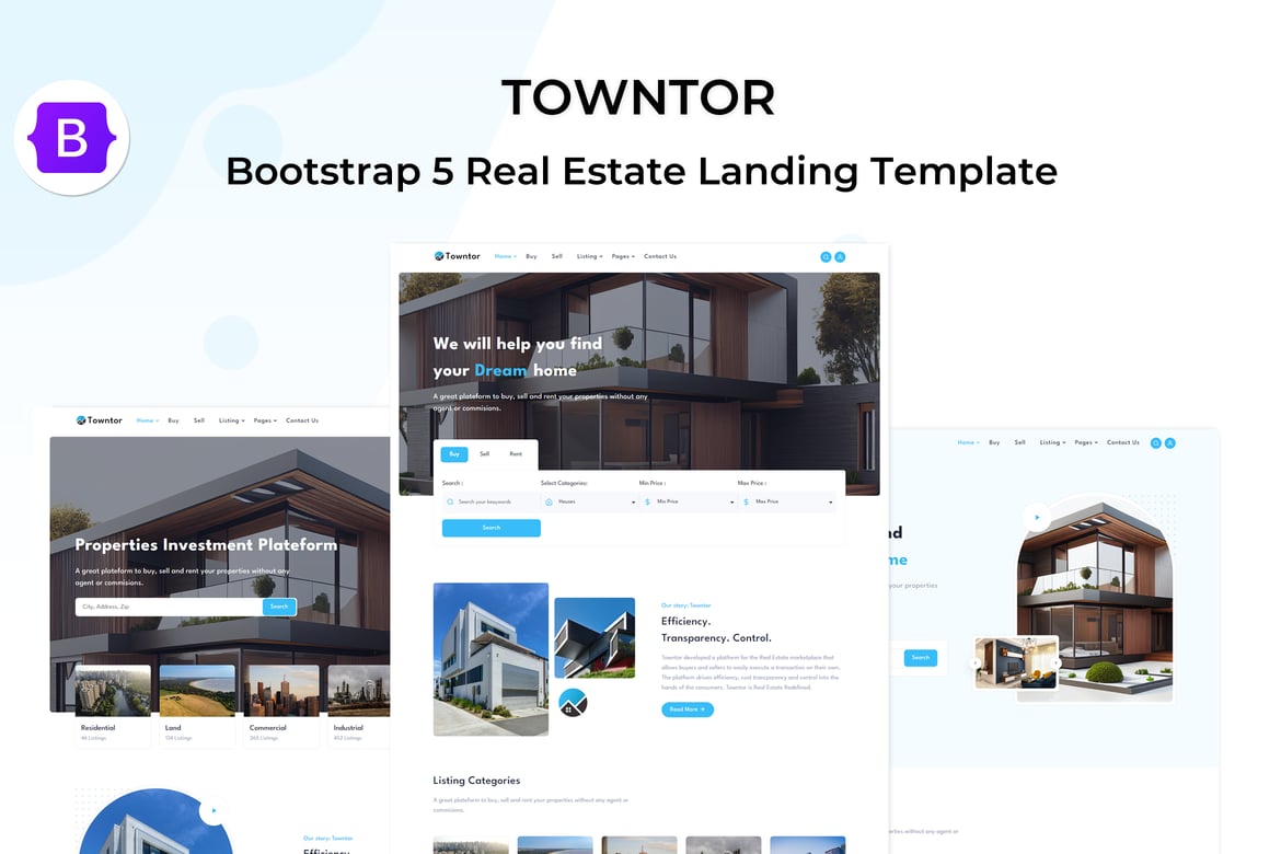 Towntor - Template Website Landing Real Estate Responsif dengan Bootstrap 5
