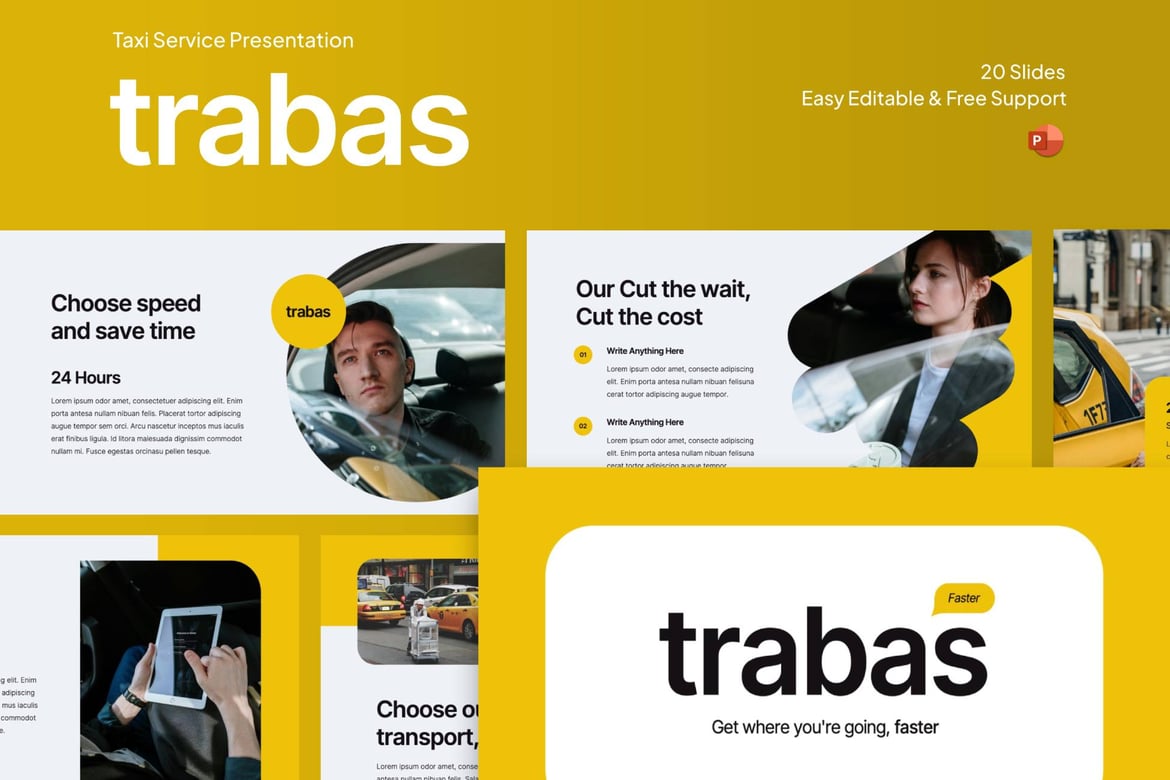 Template Presentasi Taxi Service Trabas - PowerPoint Profesional