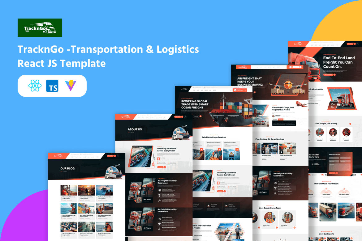 TracknGo - Template Website Transportasi & Logistik ReactJS