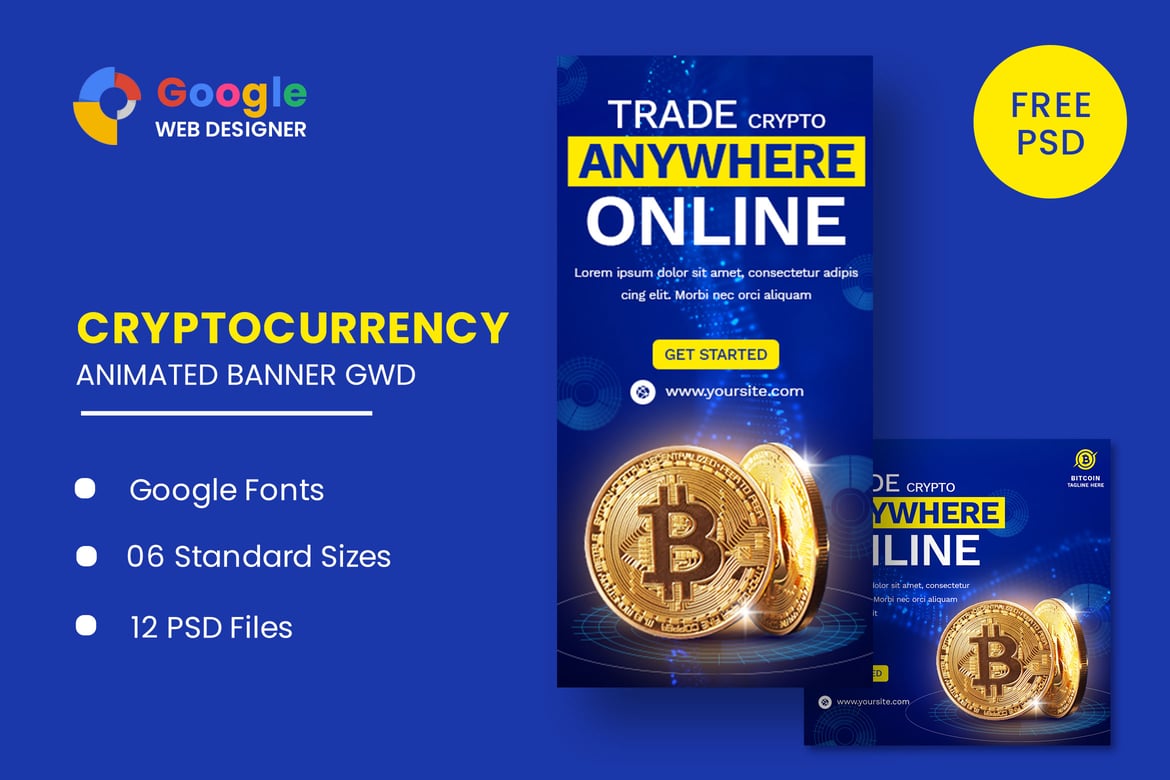 Template Banner Animasi untuk Trading Bitcoin dengan Google Web Designer