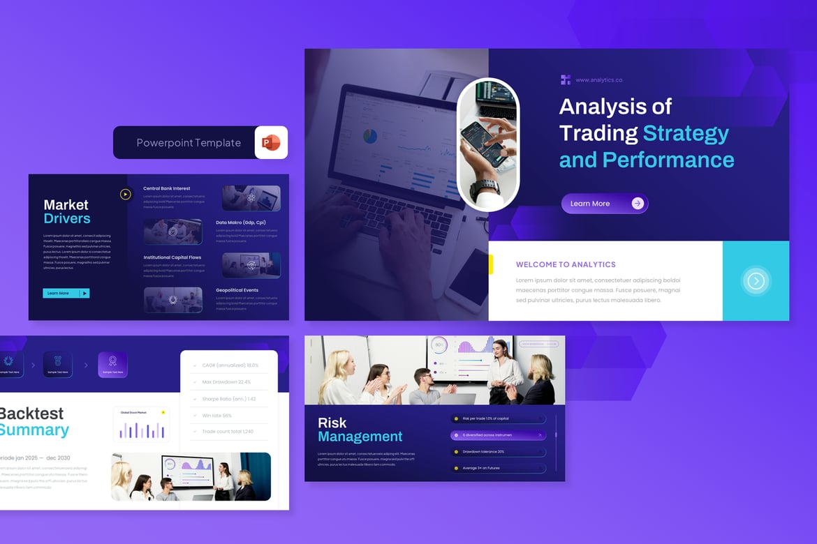 Template Presentasi PowerPoint Strategi Trading yang Modern