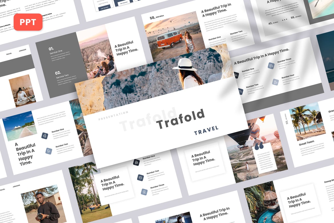 Trafold – Template PowerPoint Perjalanan yang Menarik