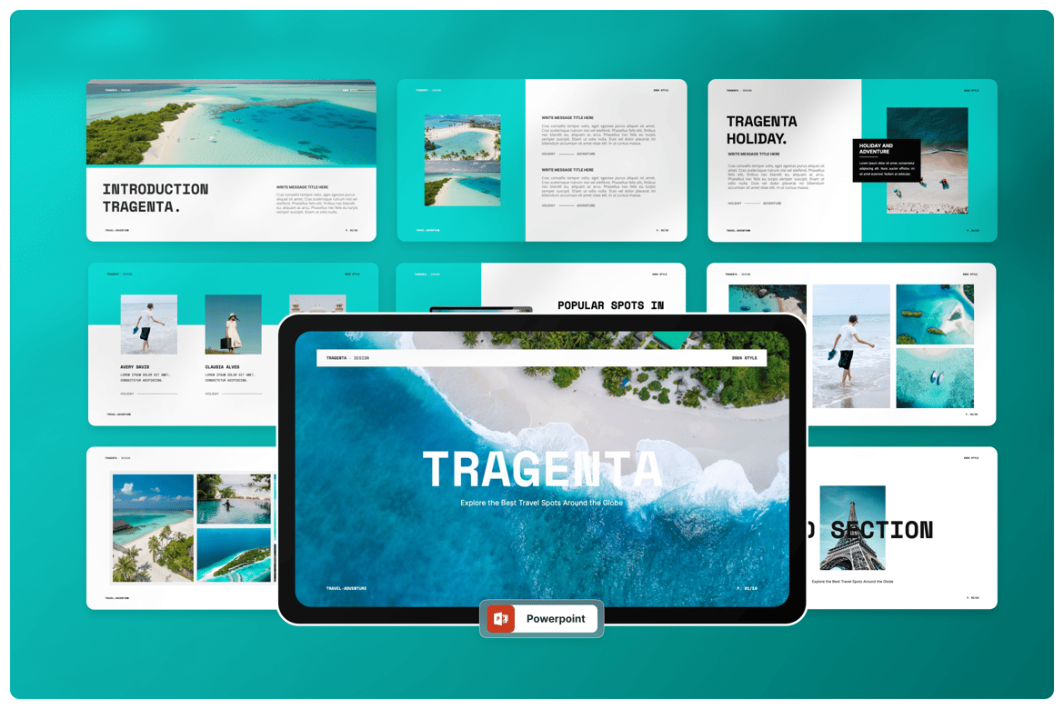 Template Presentasi PowerPoint Tragenta untuk Perjalanan dan Petualangan