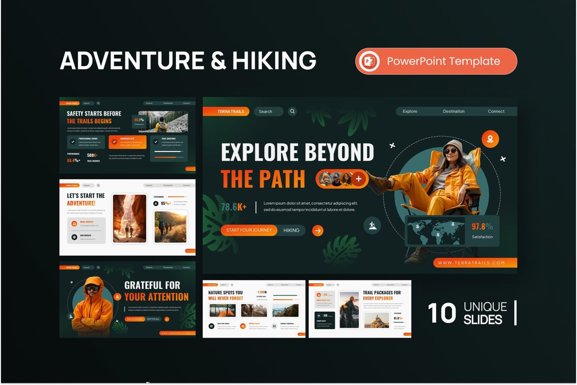 Template PowerPoint Petualangan & Hiking yang Menarik