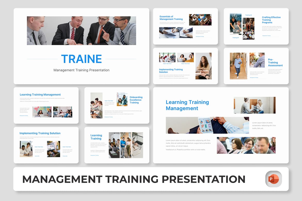 Traine - Template PowerPoint Pelatihan Manajemen yang Efektif