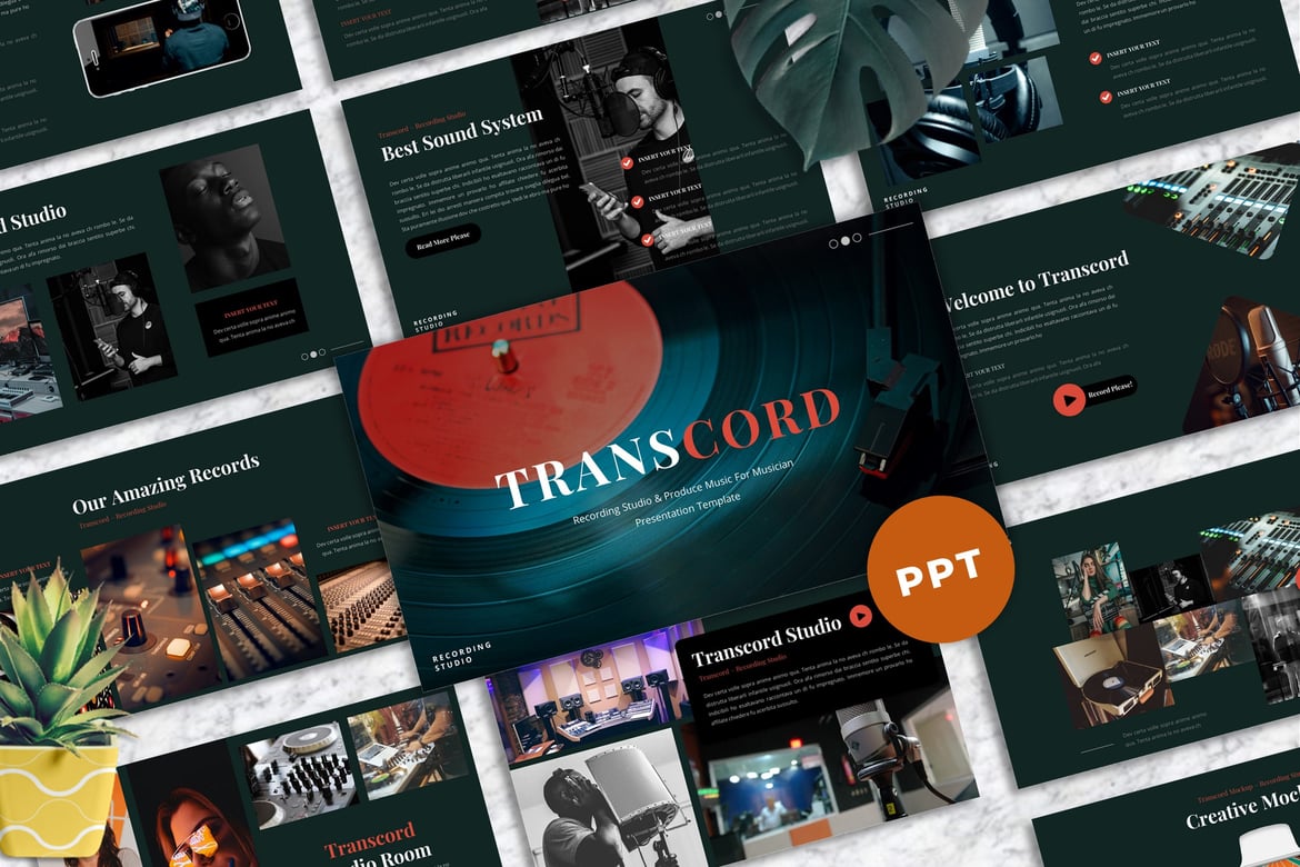 Transcord - Template Powerpoint Studio Rekaman Kreatif