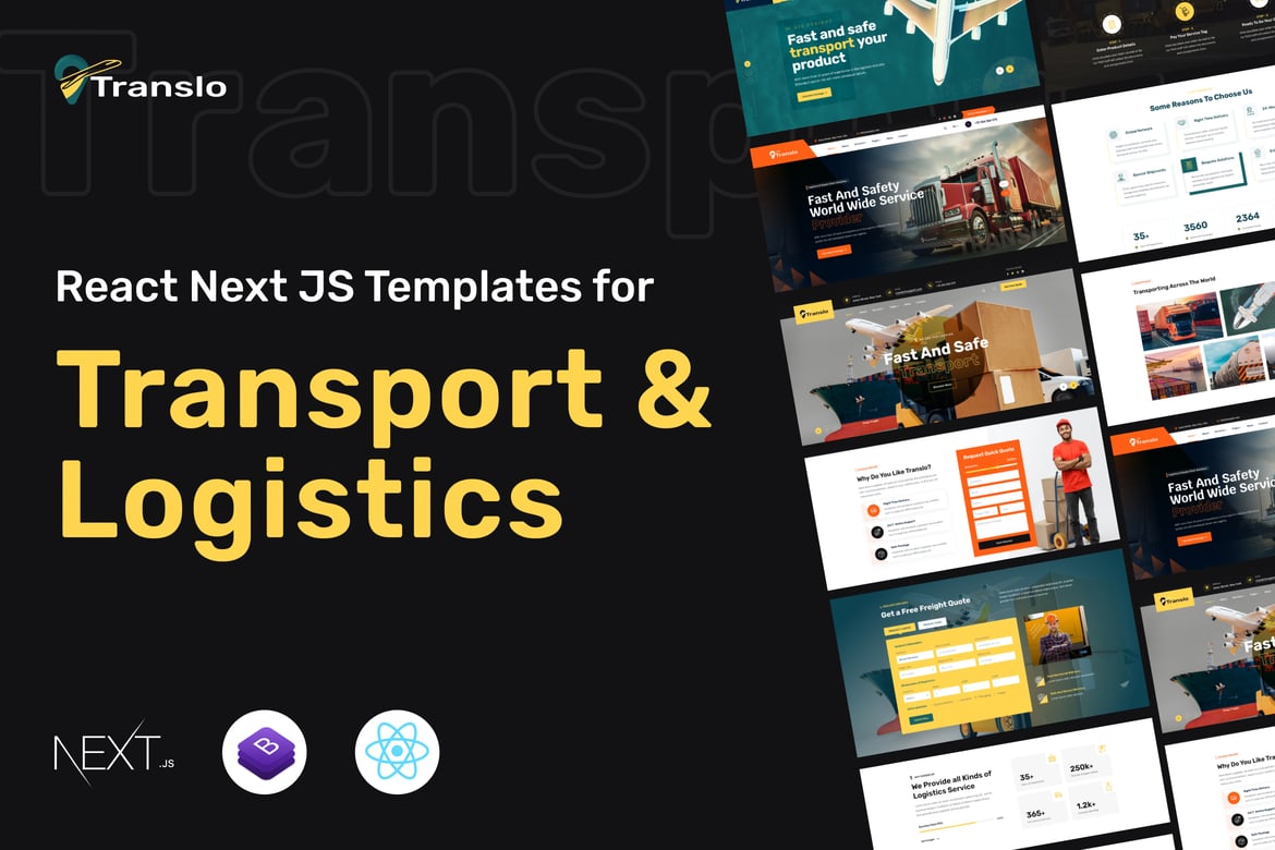 Translo – Template Website Logistik dan Transportasi React Next yang Responsif