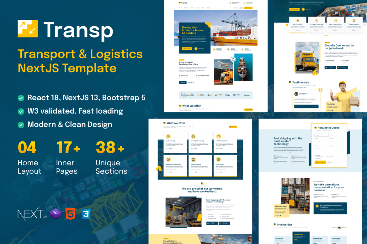 Template Website Transp - Solusi Transportasi, Kurir dan Logistik NextJS