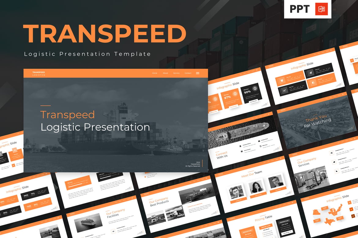 Transpeed - Template Powerpoint Logistik Modern dan Profesional