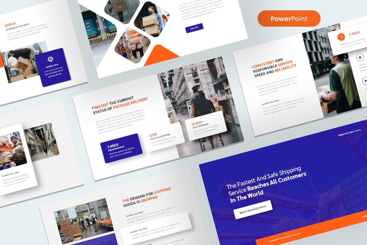 Template PowerPoint Transportasi - Logistik & Pengiriman yang Modern
