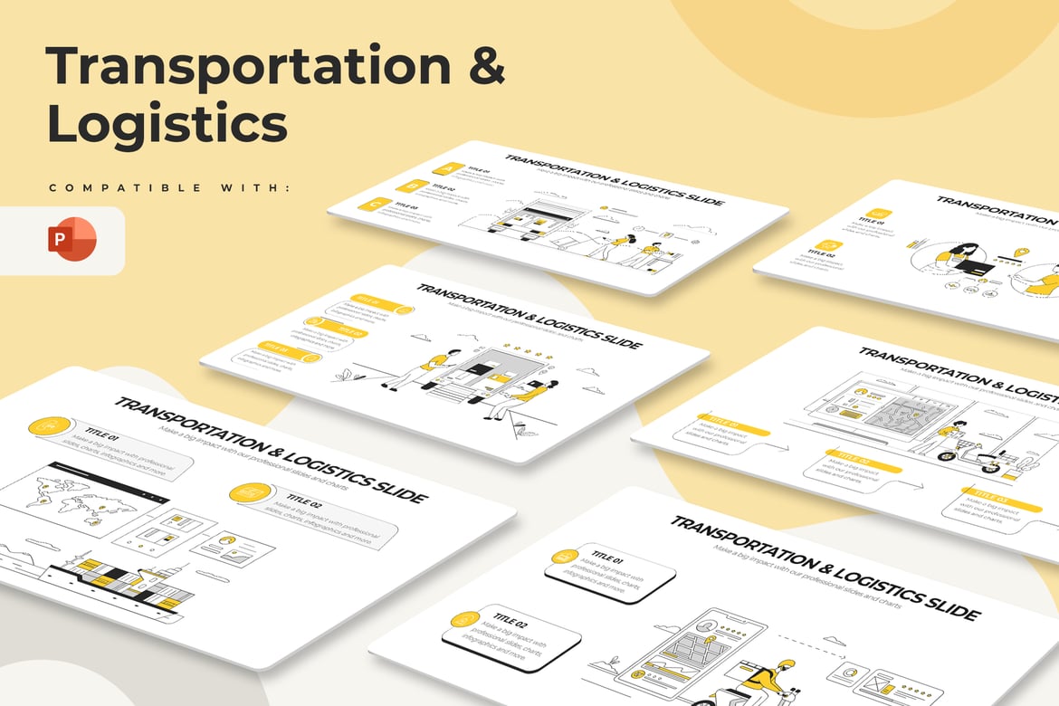 Template PowerPoint Infografis Transportasi & Logistik yang Modern