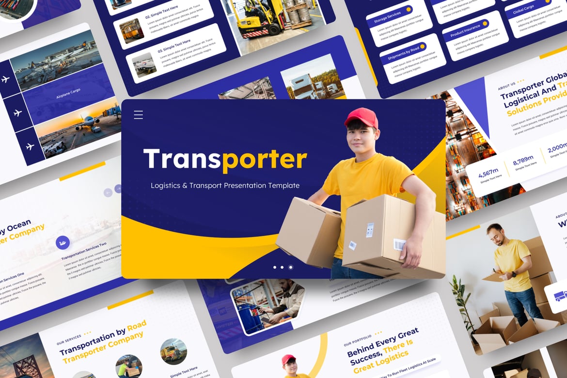 Template Presentasi PowerPoint Transporter - Solusi Logistik dan Transportasi